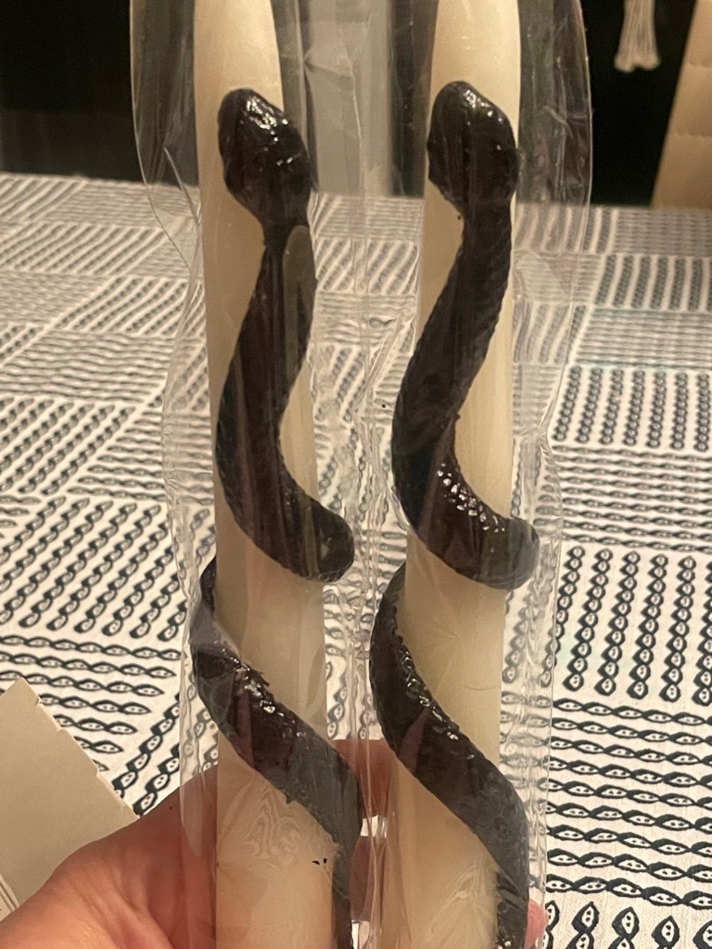 Anthropologie Set of Two Taper Candles with Black Snake Accent - Picture 6 of 10